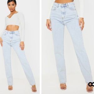 light wash long leg straight jeans